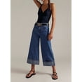 thumbnail image 6 of Women'S Wide Leg Jeans Stretchy Straight Leg Jeans Buttoned Loose Denim Pants with Pocket Deep Blue L, 6 of 9