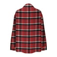 thumbnail image 5 of Women's Plaid Button Up Shirts Shackets Long Sleeve Lapel Collar Flannel Casual Fall Lightweight Jacket Outwear (2XL, Red), 5 of 6