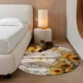 thumbnail image 2 of Round Rug 3.3Ft Washable Non-Slip, Farmhouse Sunflower Circle Area Rugs for Living Room Bedroom, Vintage Daisy Butterflies Rustic Wood Indoor Floor Mats Carpet Runner for Home Decor Aesthetic, 2 of 8