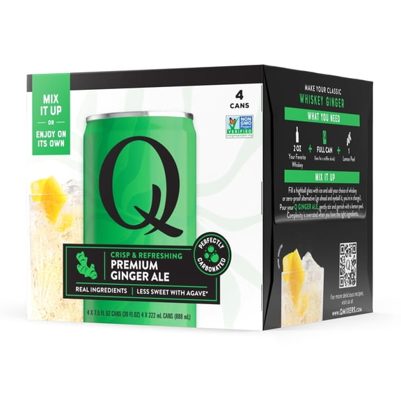 Q Mixers Premium Ginger Ale - 7.5oz Cans - 4 Pack