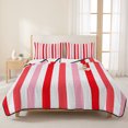 thumbnail image 3 of Twin XL Quilt Set 68''x98'', Red Pink Stripe Lightweight Summer Bedspread Coverlet Set with 2 Pillow Shams, Geometric White Vertical Striped Breathable All Season Quilt Bedding for Dorm/Guest Room, 3 of 9