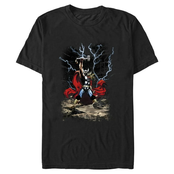 Men's Marvel Thor Mighty Lightning Poster Graphic T-Shirt