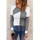 thumbnail image 2 of ABPHQTO Top de punto acanalado con costuras irregulares en bloque de color gris para mujer, 2 of 5