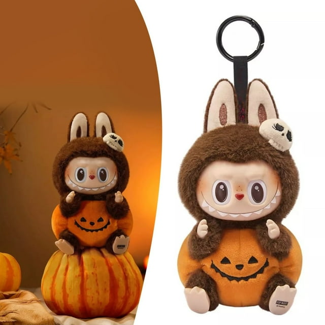 POP MART LABUBU Llavero de Peluche Monstruo de Calabaza de Halloween recubierto de caramelo
