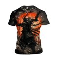 thumbnail image 4 of Men Japanese Samurai Dragon Graphic Crew Neck T-Shirt, Loose Fit Short Sleeve Cool Oriental Print Basic Tee Summer Street Casual Daily Tops(Orange2,XL), 4 of 5