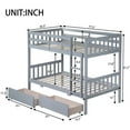thumbnail image 5 of Bellemave Bunk Bed Twin Over Twin with Storage, Solid Wood Bunk Bed Frame with 2 Drawers, Twin Bunk Beds Built-in Ladder for Bedroom (Gray), 5 of 8