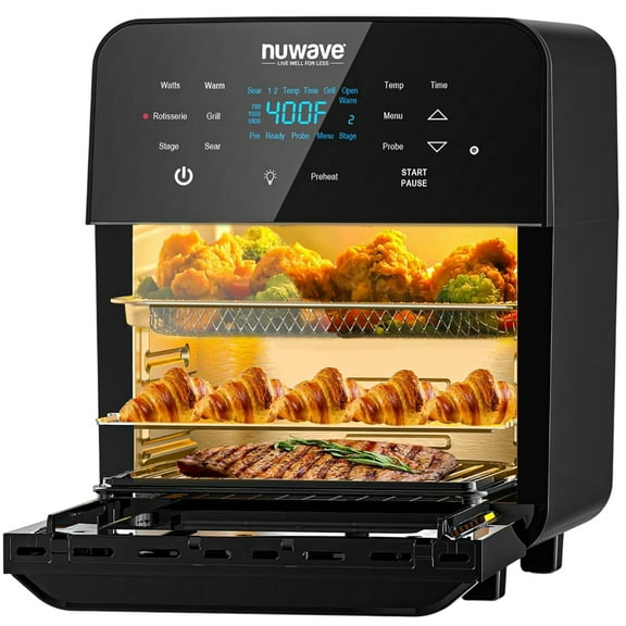 Nuwave Brio 15.5 QT Digital Air Fryer, X-Large Family Size Air Fryer Rotisserie Oven