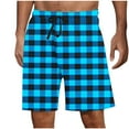thumbnail image 2 of FRSASU Men Plaid Shorts Casual Fashion Checkered Printing Shorts with Pocket Elastic Waist Short Pants Light Blue XL(XL), 2 of 5