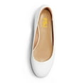 thumbnail image 3 of FSJ Women Round Toe Mid Wedge Heels Slip on Solid Color Pumps Comfortable Shopping Date Shoes Size 6.5 White, 3 of 4