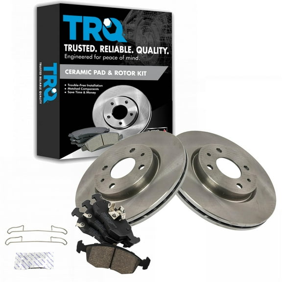 TRQ Front Brake Pad & Rotor Kit Brake Pads Brake Rotor Ceramic Fits Select 2012-2017 Fiat 500