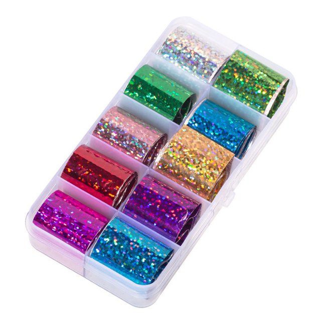 Seitruly 1 caja de pegatinas de papel de aluminio para uñas de cielo estrellado, pegatinas de transferencia de brillo de uñas de Color caramelo, Type9 NO9 Seitruly MJ12904-03