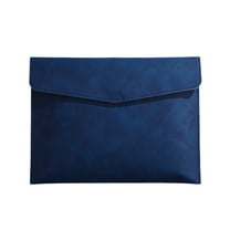 SLYNSHome Imitation Leather Document Holder Large Capacity File Organizer for 100 Sheets,Magnetic Closure Waterproof Business Portfolio Bag - Blue