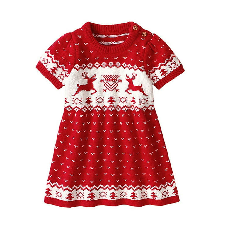 Lnmqlpdbs Christmas Dress Toddler Girls Christmas 5T Babygirl Christmas Juniors Dresses White Dress with Sleeves Plus Size Thanksgiving Outfit, Red 3-