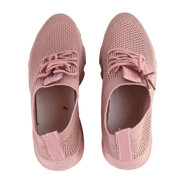 Zapatillas deportivas elegantes de punto, cómodas, transpirables, clásicas, de moda, para mujeres y niñas, color rosa, talla 38, color rosa