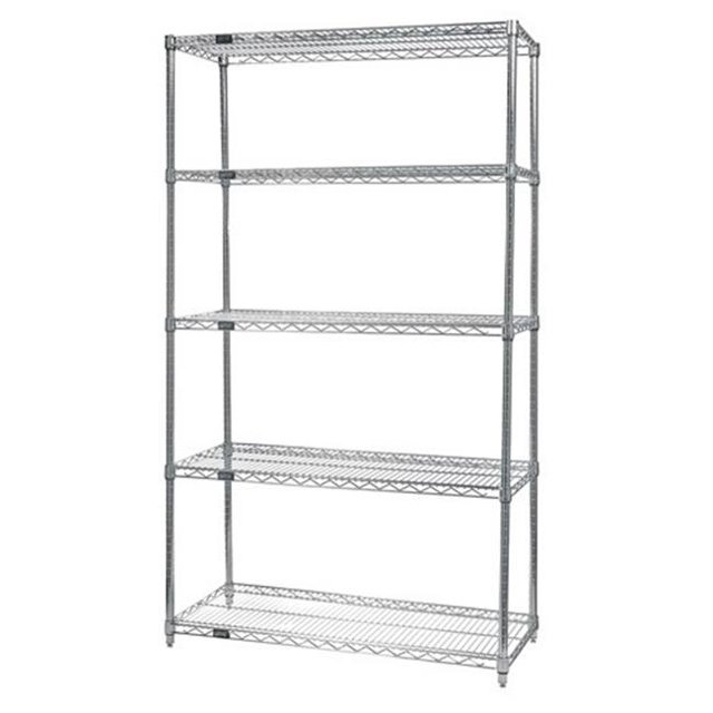 Kit de Démarrage d'Étagères en Fil Chromé à 5 Tablettes, 18 x 30 x 54 Po.