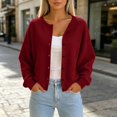 thumbnail image 6 of TGSLY Waffle Knit Cardigan Coat for Women Comfy Soft Button Down Solid Color Jacket Loose Casual Long Sleeve Cropped Tops XL, 6 of 8