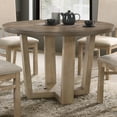 thumbnail image 3 of Miekor Furniture Baldo Vintage Walnut 5 Piece 47" Contemporary Round Dining Table Set with Wheat Colored Fabric Chairs No3684, 3 of 9