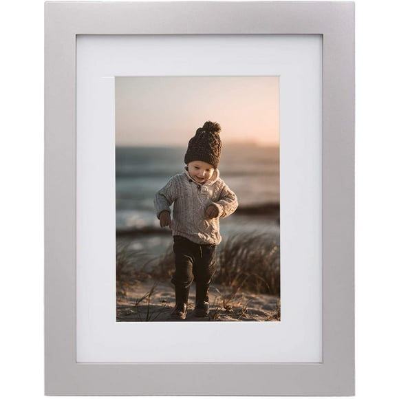 AmPm 5x7 Picture Frame Natural Wood Frame with HD Plexiglass for Pictures 4x6 with Mat or 5x7 Without Mat, Tabletop and Wall Mounting Display