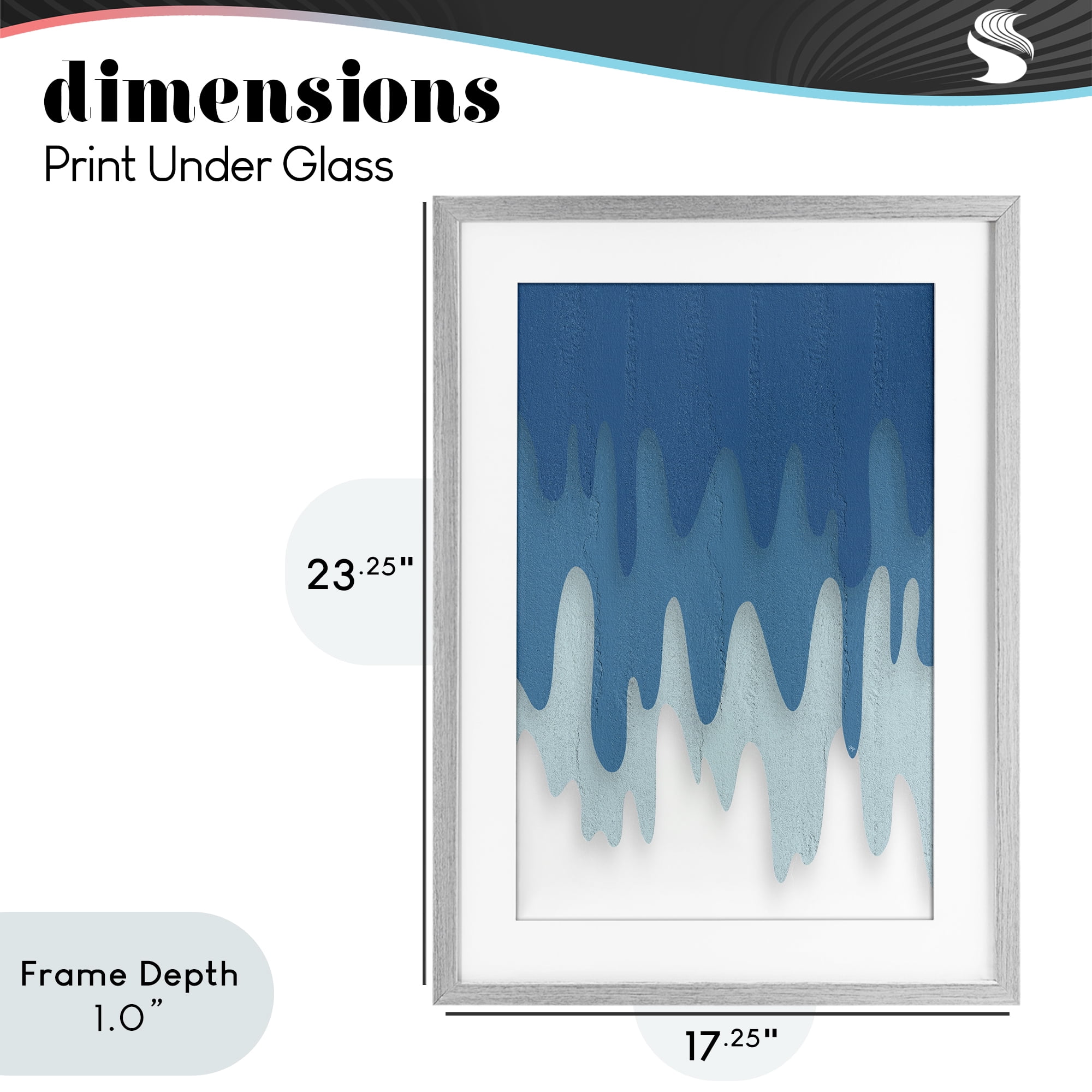 Stupell Industries Water Wave Fluid Contour Gray Framed Print Under Glass, design by Martina Pavlova