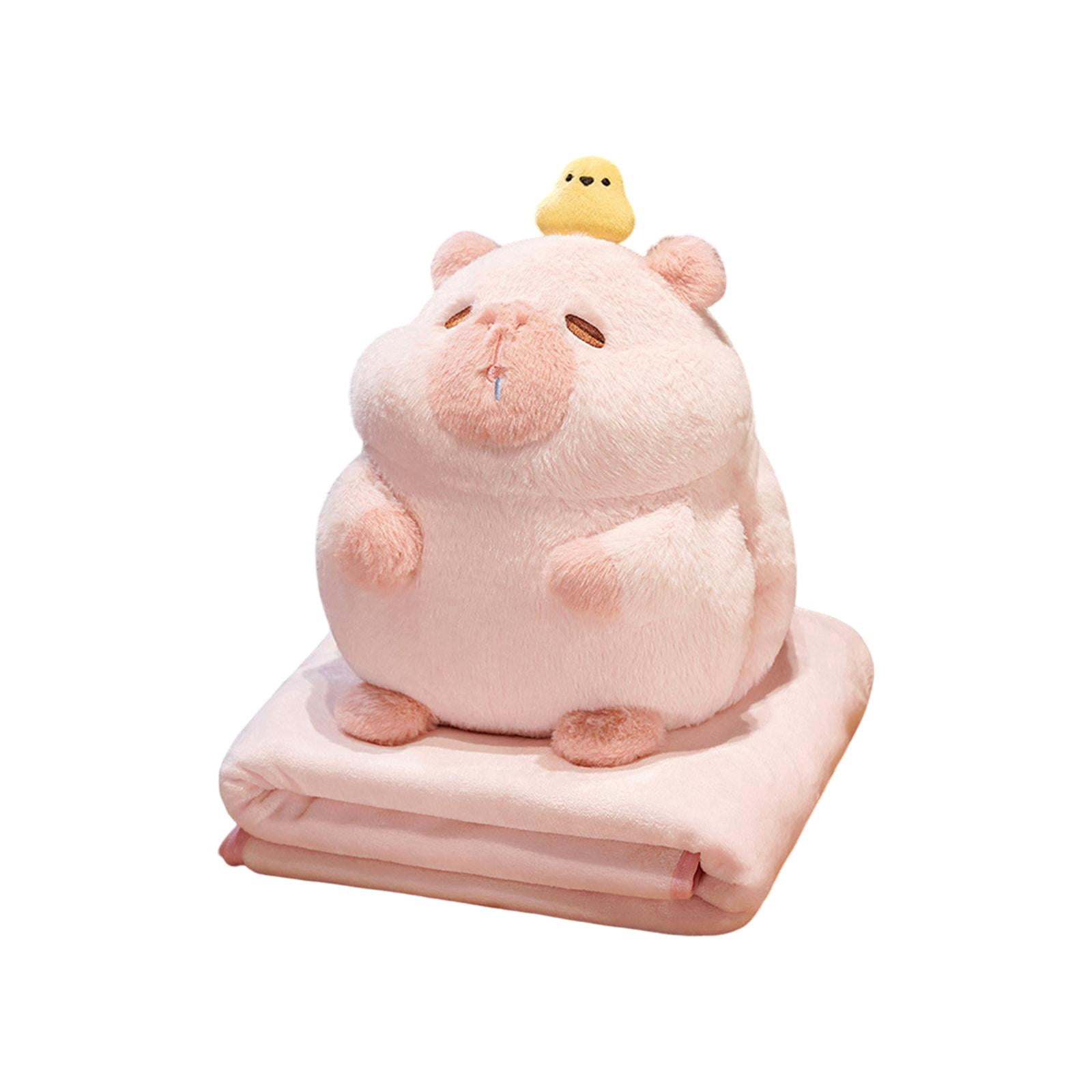 LeeQinersw Capybara Plush Toy Capybara Stuffed Toy Snuggling Lovely Ornament Plush Capybara Pink with Blanket