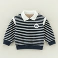 thumbnail image 5 of YTDSCS Boys Girls Spring Fall Lapel Stripe Sweatshirt for Toddler Kids,Baby Long Sleeve Comfortable Casual Pullover for 1-7Years, 5 of 5