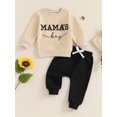 thumbnail image 5 of Elippeo Boys Autumn 2PCS Outfit Sets Long Sleeve O Neck Letter Embroidery Tops Drawstring Pants Sets 6 12 18 24 Months 3 Years, 5 of 10