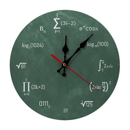 Math Equations And Notations3 Round Wooden Wall Clock, Silent Non-Ticking Decor Clock for Home Multi Room Use