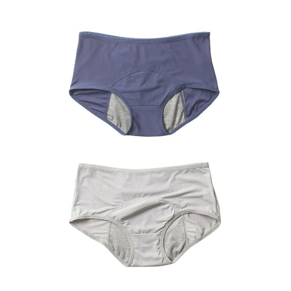 Xmarks Menstrual Period Underwear Pack of 2 for Women Mid Waist Postpartum Ladies Panties Briefs Girls 7XL