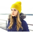 Yellow Beanie Hat Knit Fisherman Beanie Y2K Skull Cap Cuffed Plain Warm