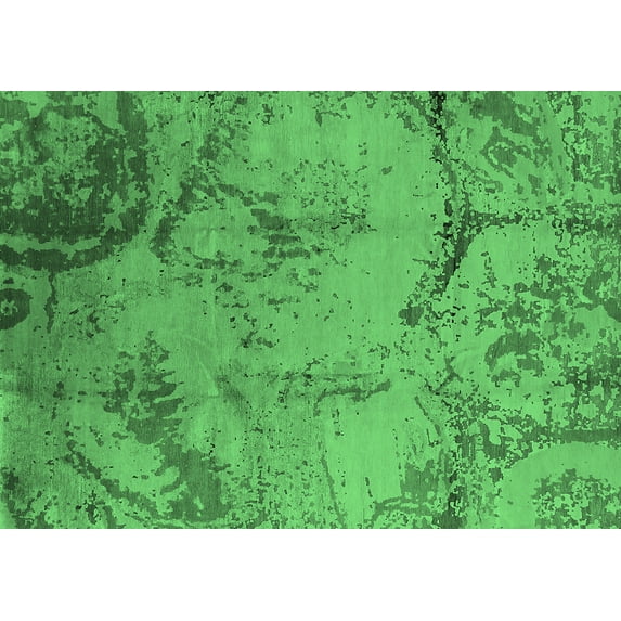 Ahgly Company Indoor Rectangle Oriental Emerald Green Industrial Area Rugs, 8' x 10'
