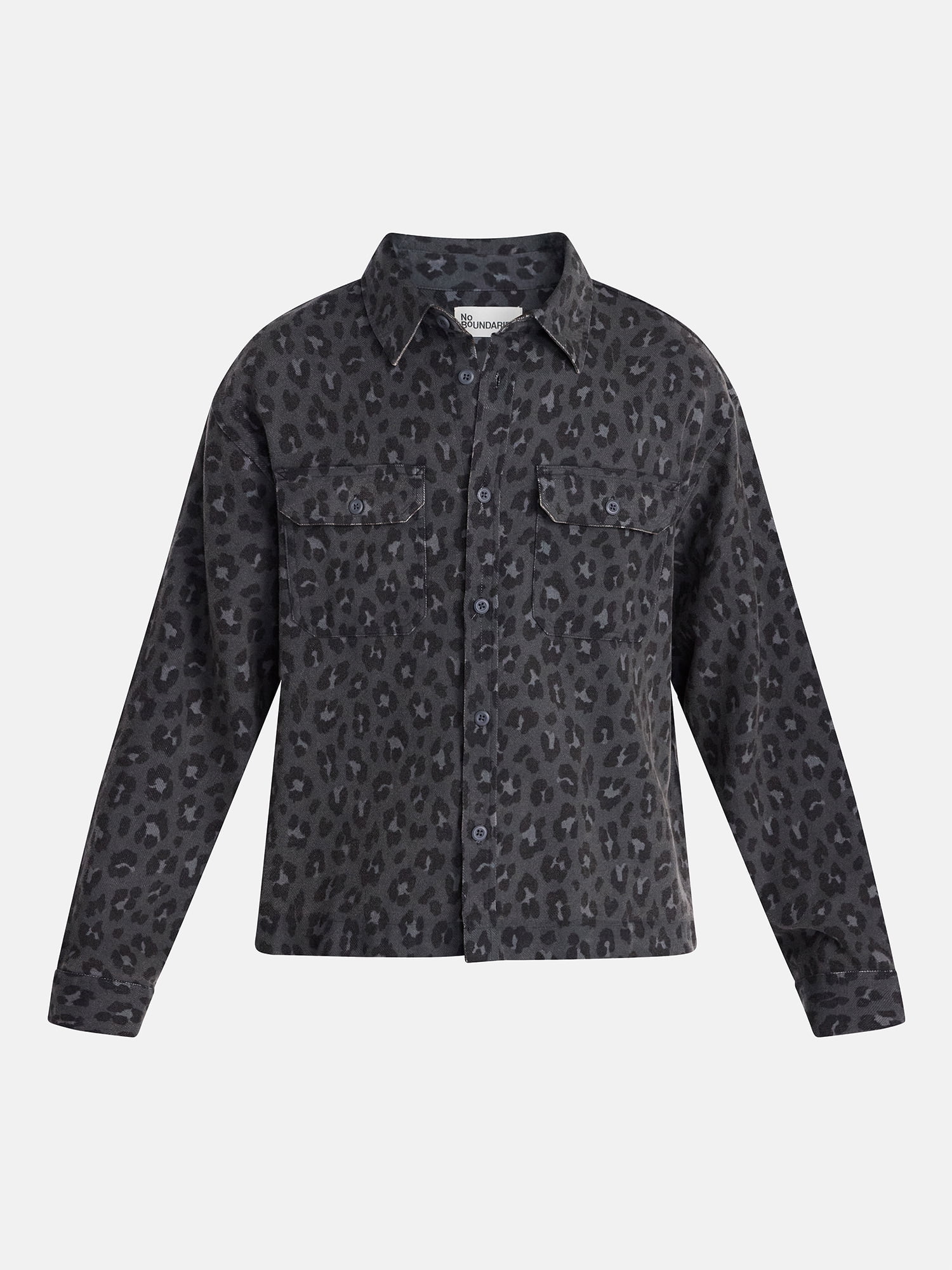 No Boundaries Cotton Boxy Cropped Fit Printed Flannel Shirt with Long Sleeves, Men's XS-5XB
