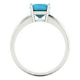 thumbnail image 4 of 2 ctw Solitaire Anniversary Ring for Women | Cushion Cut Simulated Turquoise | Hyperallergenic Solid 14K White Gold, 4 of 5