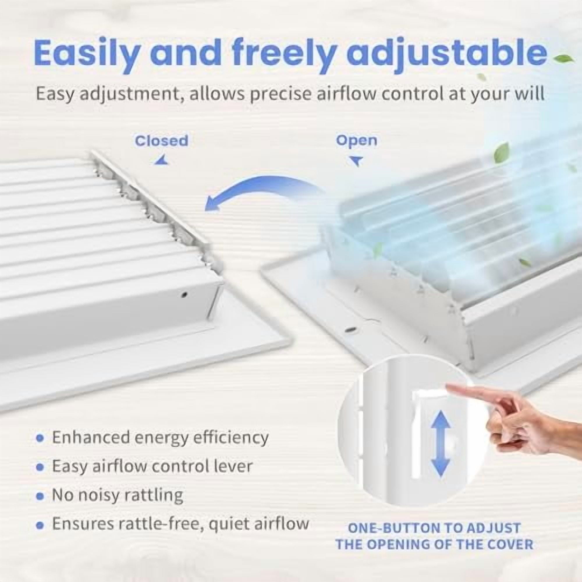 6 x 4 Inch [Duct Opening] Air Vent Covers for Wall or Ceiling - High Airflow 2 Way Steel Ventilation - Adjustable Wall/Ceiling Register, 7-3/4 Inch x 5-3/4 Inch [Overall Dimensions]