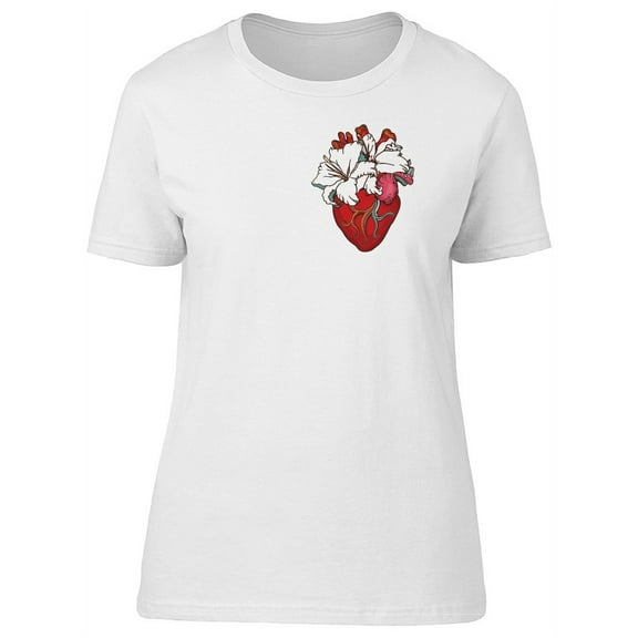 Red Human Heart With Flowers T-Shirt Women -Image by Shutterstock, Female Small