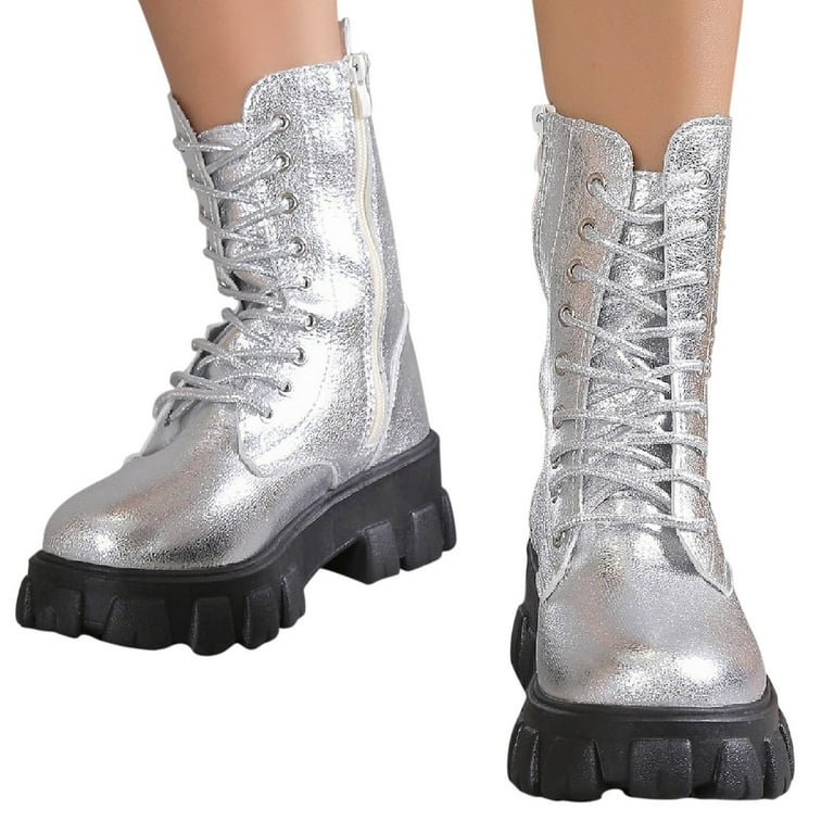 KIJBLAE Women's Platform Boots Lace Up Ankle Boots Chunky KIJBLAE Women's Platform Boots Lace Up Ankle Boots Chunky