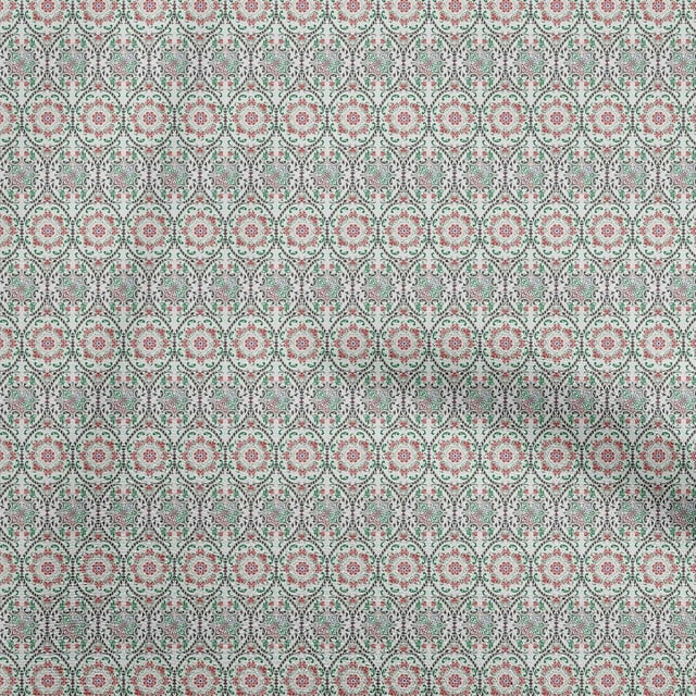 oneOone Cotton Poplin Light Gray Fabric Asian Suzani Sewing Craft Projects Fabric Prints By Yard 56 Inch Wide