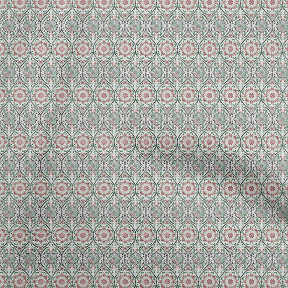 oneOone Polyester Spandex Light Gray Fabric Asian Suzani Sewing Material Print Fabric By The Yard 56 Inch Wide