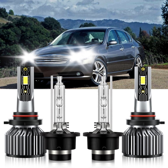 VEHIFOMO 9005 D2S LED HID Headlight Bulbs Combo High Low Beam Compatible for Infiniti M45 2003-2010