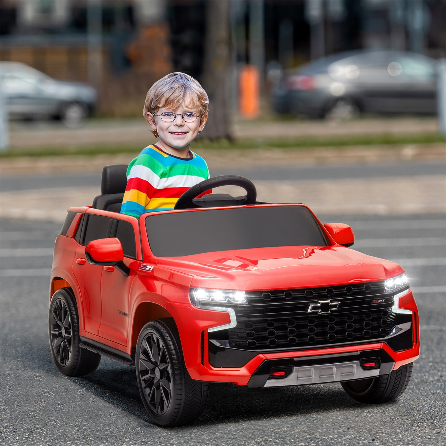 CIPACHO Licensed Chevrolet 12V Ride On, Electric Kids Car Toys with 2.4G Remote Control Dual Drive SUV, Red CIPACHO Licensed Chevrolet 12V Ride On, Electric Kids Car Toys with 2.4G Remote Control Dual Drive SUV, Red