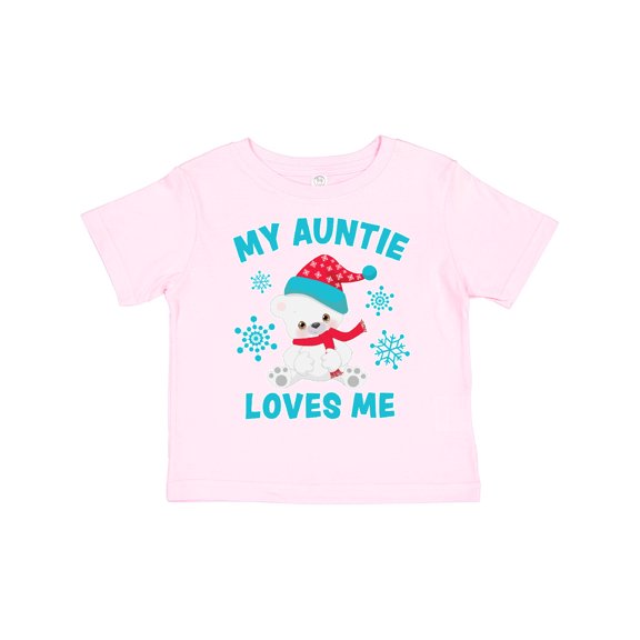 Inktastic Polar Bear My Auntie Loves Me in Santa Hat with Snowflakes Boys or Girls Toddler T-Shirt
