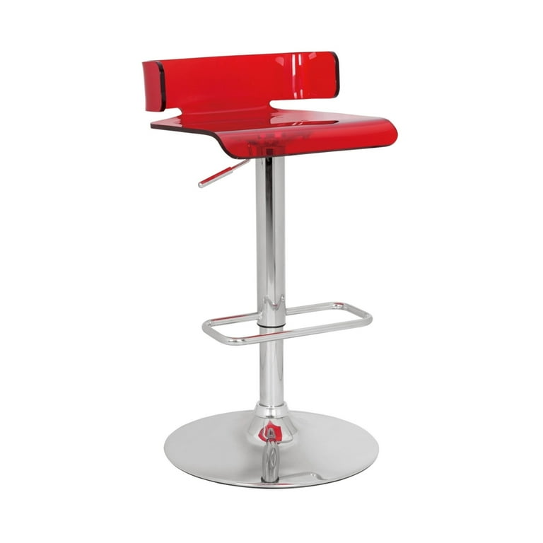 Acme Furniture Rania Adjustable Stool with Swivel, Red & Chrome, 15