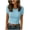 388#Light Blue, variant on Women's Short Sleeve Knit Shirt Crew Neck Slim Fit Cropped Ribbed Casual Top S