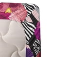 thumbnail image 3 of Ambesonne Floral Fitted & Flat Sheet with Sham 3 Pcs Set, Flowers Monochrome Leaves, Twin, Eggplant White and Magenta, 3 of 4