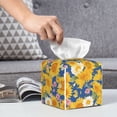 thumbnail image 4 of Kdxio Vintage White Yellow Sunflower Print Tissue Box Cover,Square Decorative PU Leather Facial Paper Case Organizer Holder Dispenser for Bathroom,Night Stands,Desk,Car 5.2''X5.2''X5.2'', 4 of 6