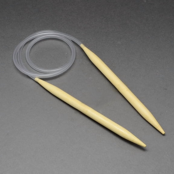 10pcs Rubber Wire Bamboo Circular Knitting Needles More Size Available Light Yellow 780~800x3.75mm