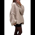 thumbnail image 3 of Suéteres de Cuello Alto de Gran Tamaño para Mujer, Jerseys de Punto Grueso de Larga, Ropa de Moda de Invierno, Otoño Caqui L, 3 of 10