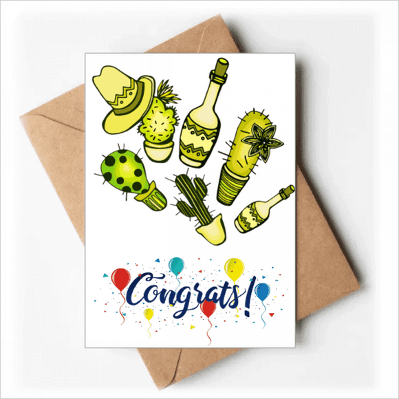 Sombrero Mexico Desert Cactus Mexican Wedding Cards Congratulations Greeting Envelopes