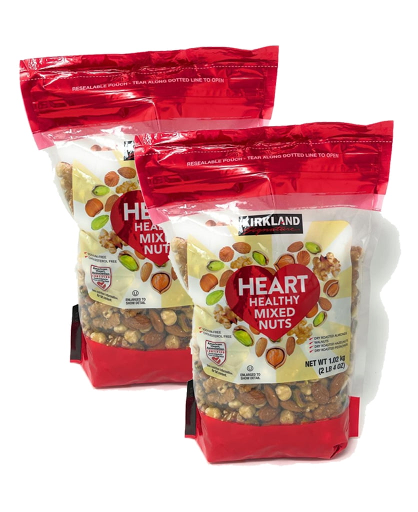 2 BAGS Heart Healthy Mixed Nuts Dry Roasted Almonds, Walnuts
