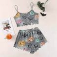 thumbnail image 6 of Tnhcen Women's Halloween Skeleton Print Cami Short Pajama Set Loungewear Sleepwear Comfortable Vacation Outfit S-2XL Dark Gray, 6 of 6