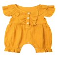 thumbnail image 1 of Baby Girl Romper Jumpsuits Button Short Sleeve Solid Clothes, 1 of 5